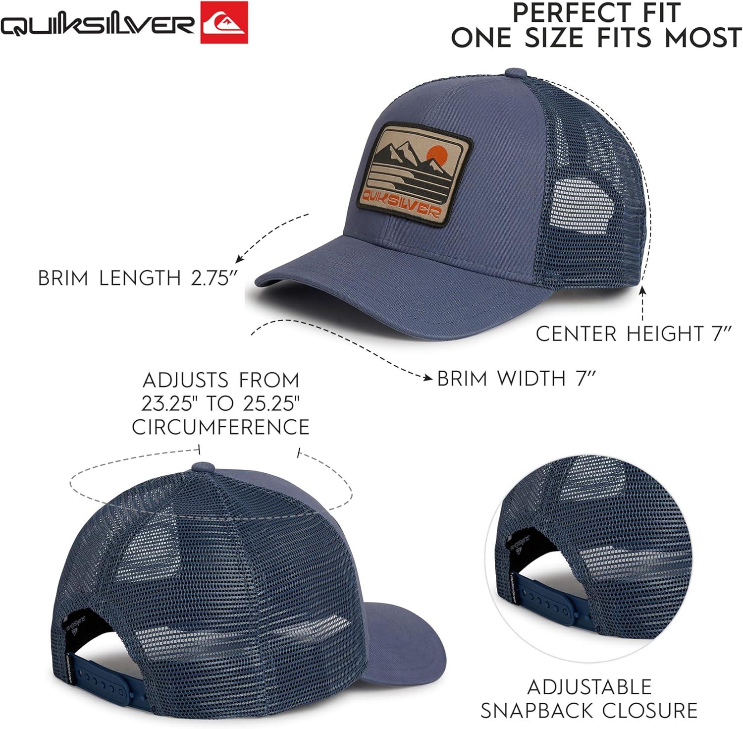 imageQuiksilver Mens Premium Cotton Adjustable Snap Back Logo Baseball CapBlue Shadow