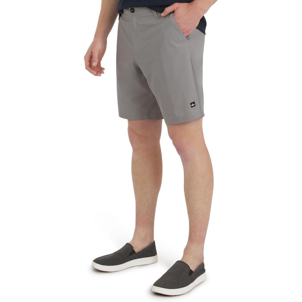 imageQuiksilver Mens Regular Fit Fixed Waist Water Friendly Active Hybrid ShortsStriped Design Black