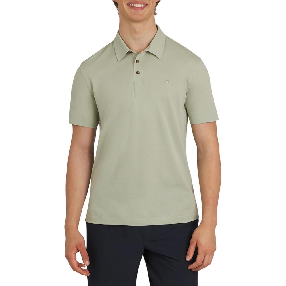 imageQuiksilver Mens Regular Fit Premium Soft Short Sleeve Oxford Polo ShirtLight Sage