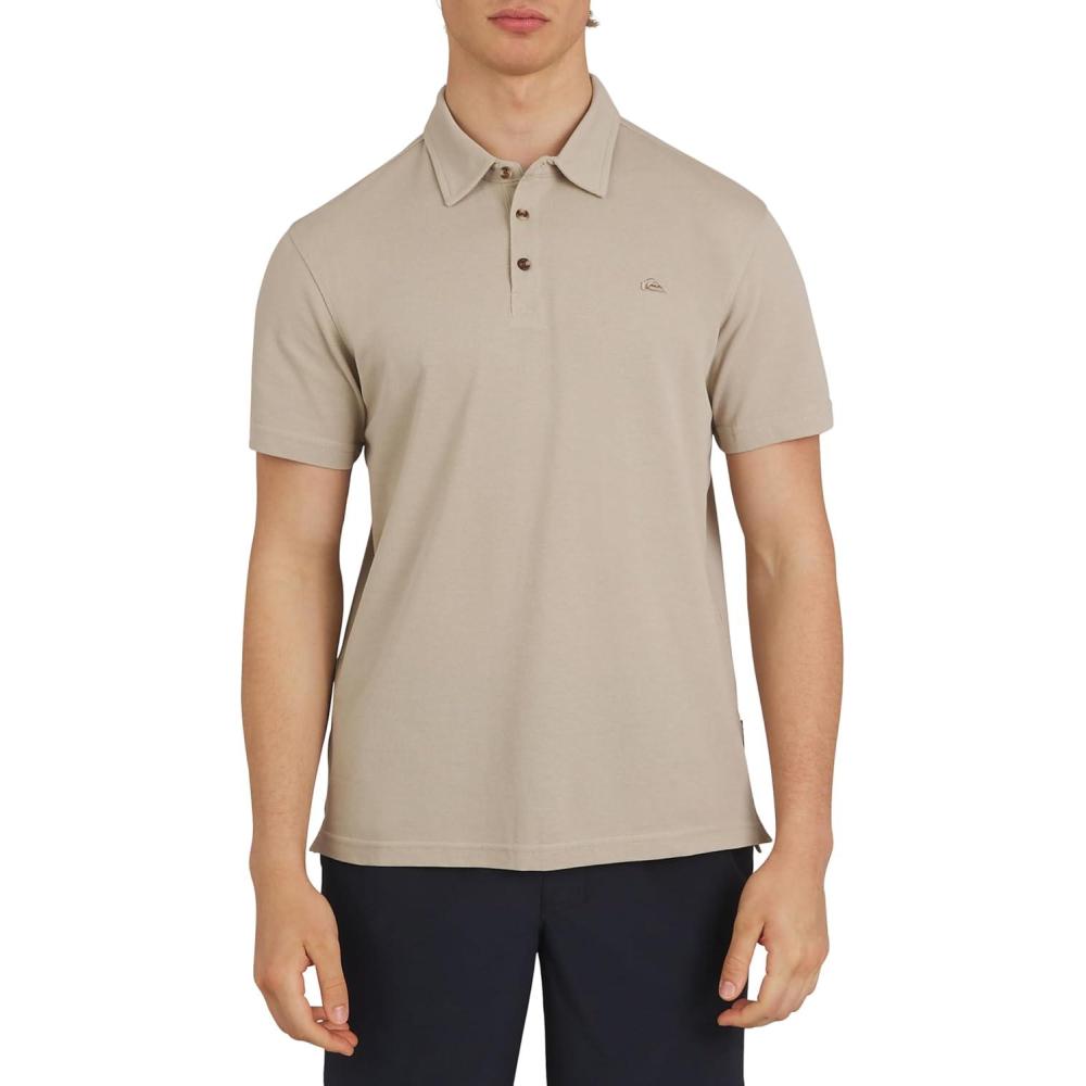 imageQuiksilver Mens Regular Fit Premium Soft Short Sleeve Oxford Polo ShirtTaupe