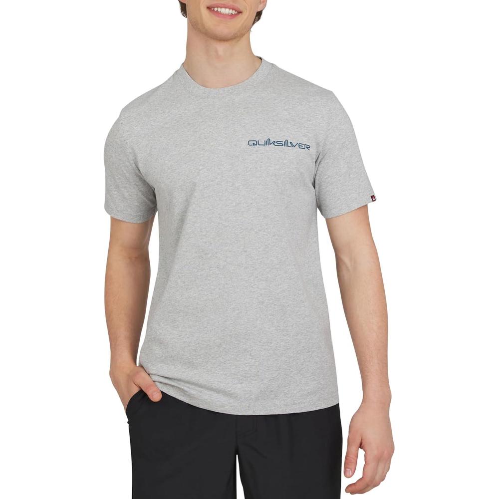 imageQuiksilver Mens Soft Cotton Premium Tee Short Sleeve TShirtHeather Grey