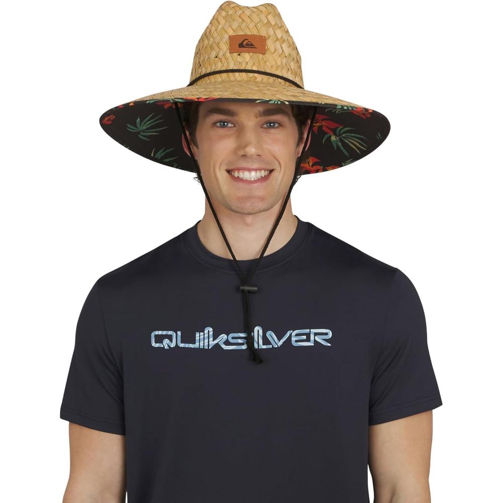 imageQuiksilver Mens Wide Brim Outdoor Lifeguard Straw Sun HatBlack