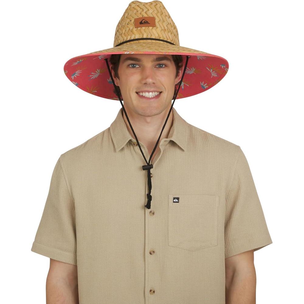imageQuiksilver Mens Wide Brim Outdoor Lifeguard Straw Sun HatCoral