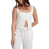 Quiksilver Womens Women’s Maci Solid Textured Cropped Tank Top(White)