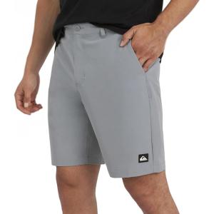 Quiksilver Mens Regular Fit Fixed Waist Water Friendly Active Hybrid Shorts(Solid Design – Smoked Grey)