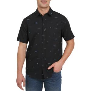 Quiksilver Men’s Regular Fit Premium Soft Cotton Short Sleeve Button Down Woven Shirt(Black)
