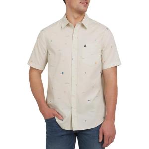 Quiksilver Men’s Regular Fit Premium Soft Cotton Short Sleeve Button Down Woven Shirt(Silver Birch)