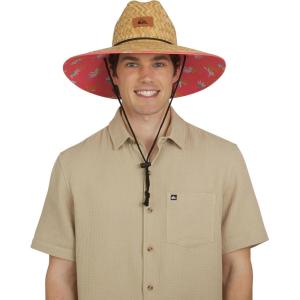 Quiksilver Men’s Wide Brim Outdoor Lifeguard Straw Sun Hat(Coral)