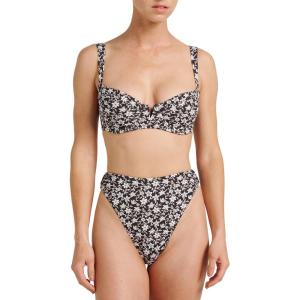Quiksilver Women’s Bali Floral Print High Rise Bikini Bottom(Off Black)