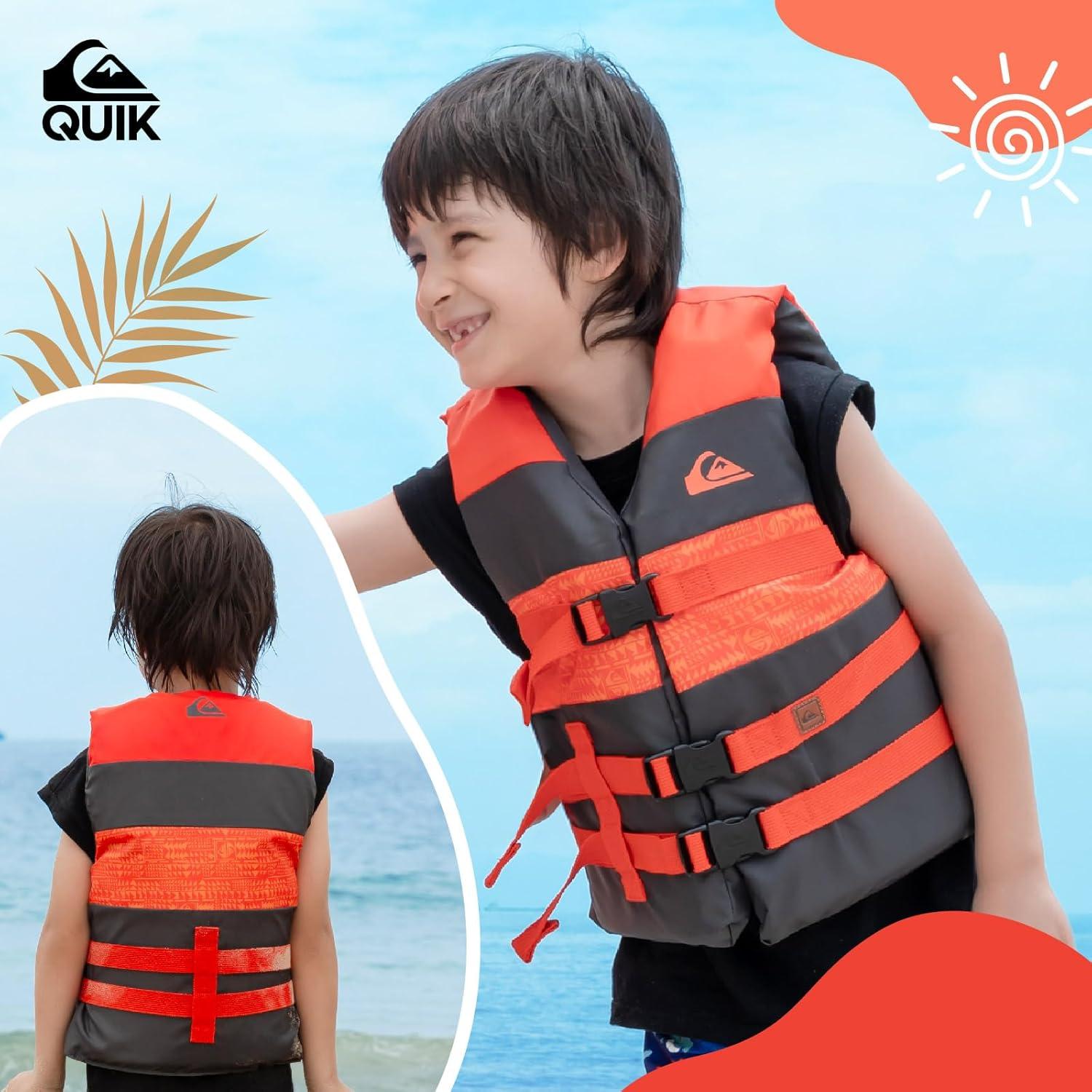 imageQUIKSILVER USCG Approved Life Jacket for YouthKidsInfant Lightweight EPE Foam Type III PFD with QuickRelease Buckles for Pool Lake Kayaking Boating SwimmingOrange