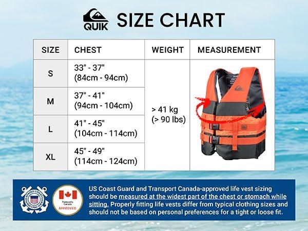 imageQUIKSILVER USCG Approved Mens Life Jacket Type III PFD Lightweight Life Vest with EPE FoamQuickRelease Buckles and Drain Holes for Fishing Boating ampamp Kayaking WatersportsOrange