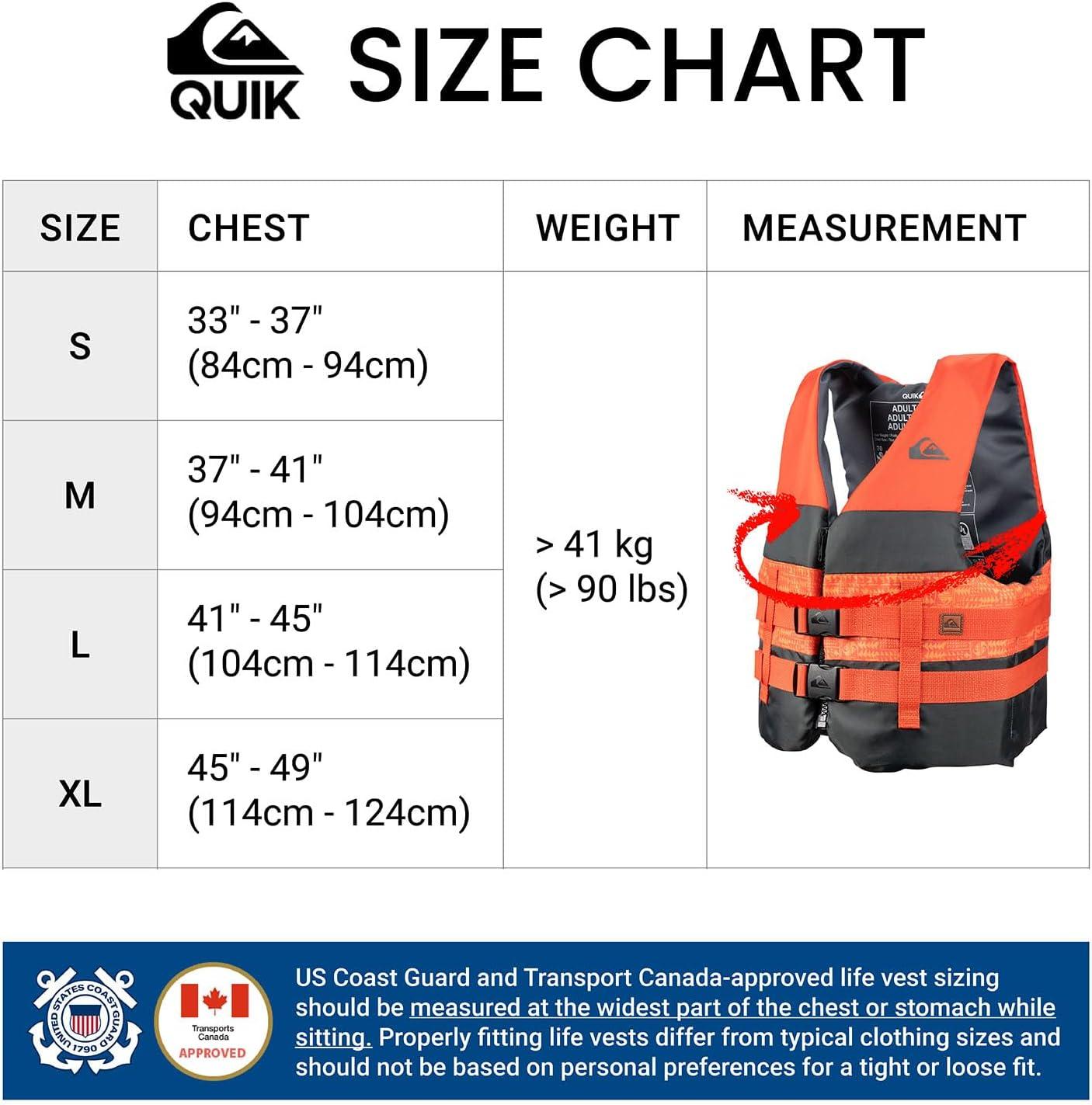 imageQUIKSILVER USCG Approved Mens Life Jacket Type III PFD Lightweight Life Vest with EPE FoamQuickRelease Buckles and Drain Holes for Fishing Boating ampamp Kayaking WatersportsOrange