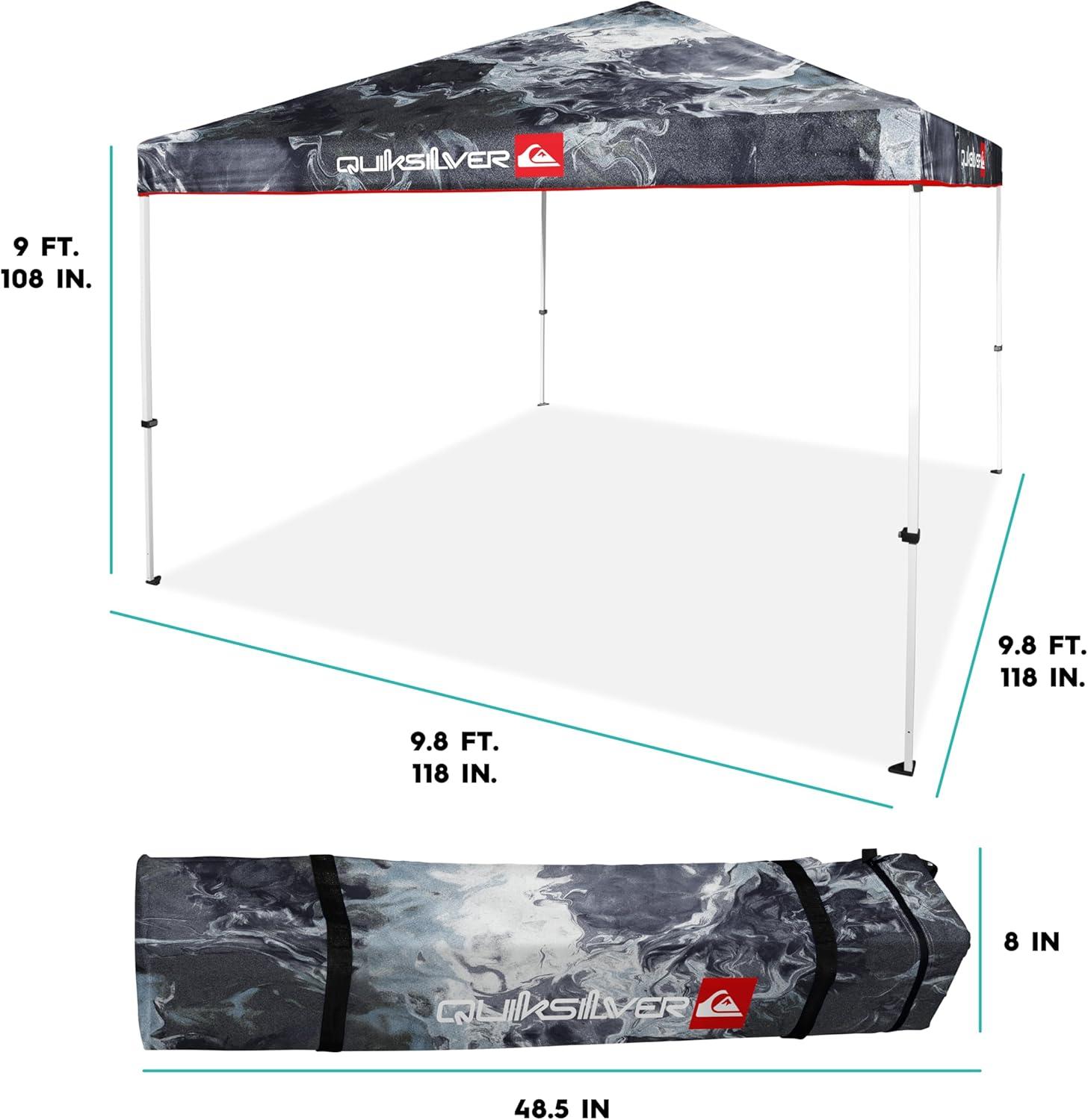 imageQuiksilver 10x10 Pop Up Canopy UPF 50 Outdoor Beach Tent with OnePush Setup Portable Shade Shelter for Beach Tailgate Festivals Camping WaterResistant Folding Gazebo with Wheeled BagPop Up Canopy