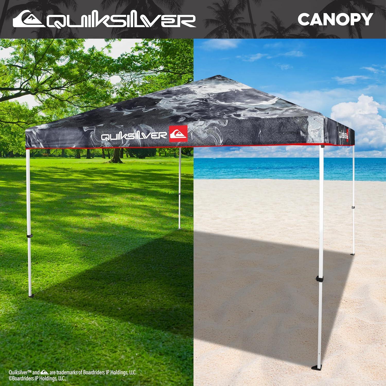 imageQuiksilver 10x10 Pop Up Canopy UPF 50 Outdoor Beach Tent with OnePush Setup Portable Shade Shelter for Beach Tailgate Festivals Camping WaterResistant Folding Gazebo with Wheeled BagPop Up Canopy