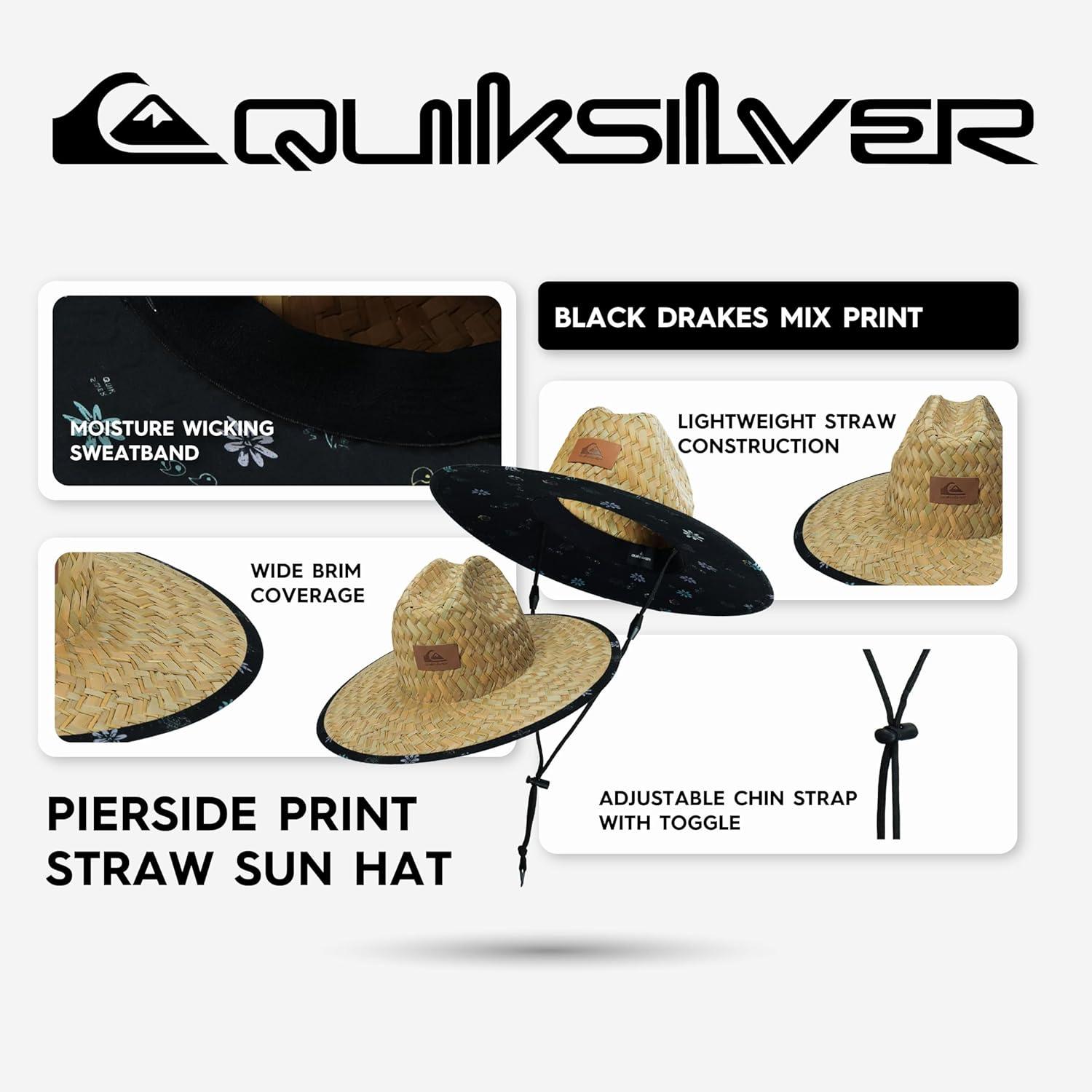 imageQuiksilver Boys Pierside Print Straw Sun HatBlack Drake Mix Print