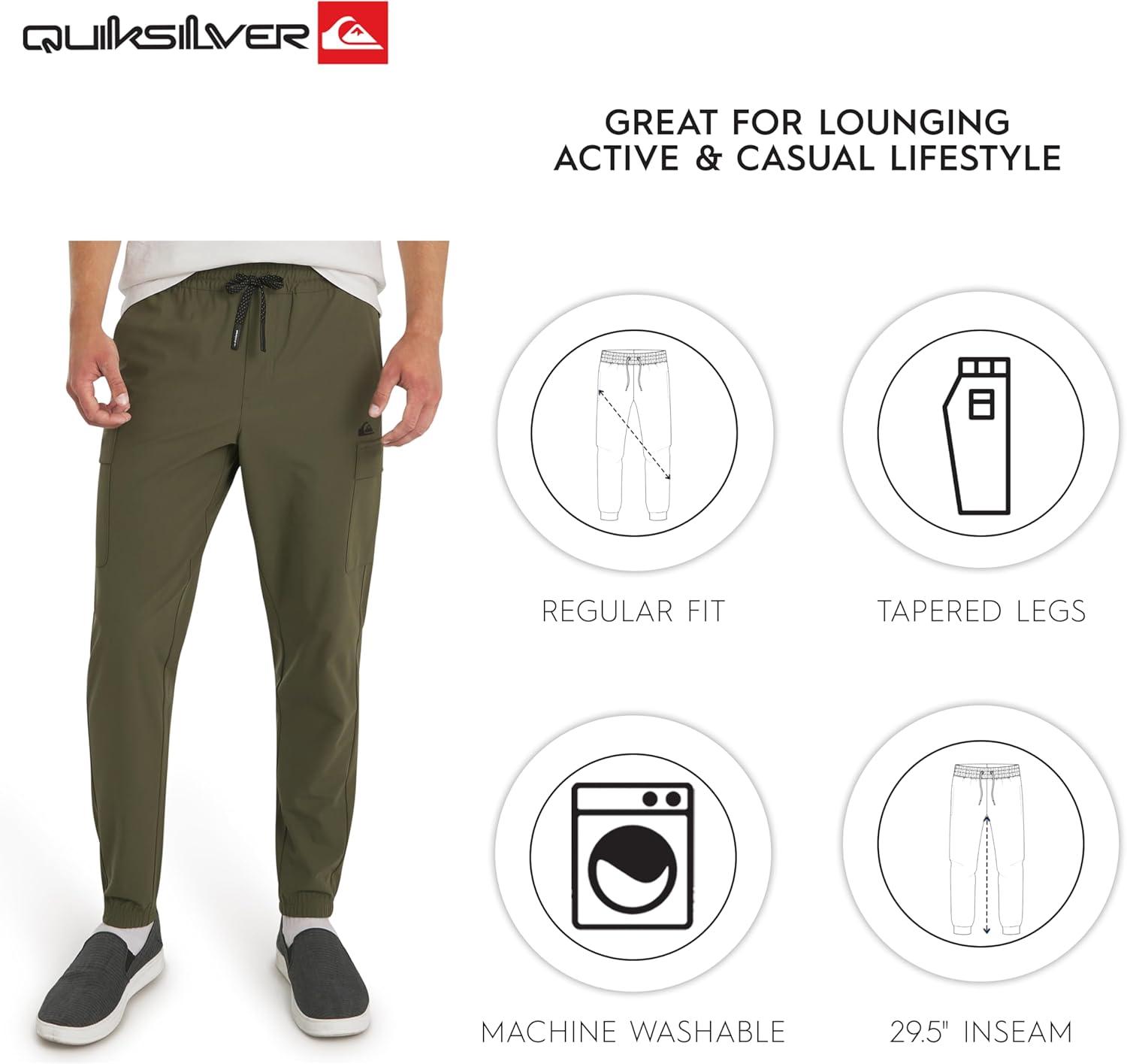 imageQuiksilver Mens Regular Fit Active Performance Midweight Cargo Woven Jogger Pants SXLOlive Branch