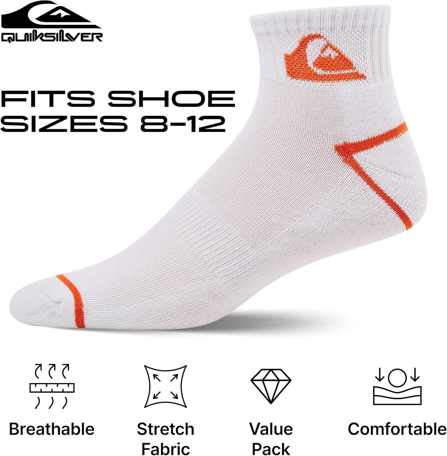 imageQuiksilver Mens Socks 8 Pairs Ankle Socks for Men Premium Athletic Shoe Size 812WhiteRed whtBlue whtBlk whtOrange
