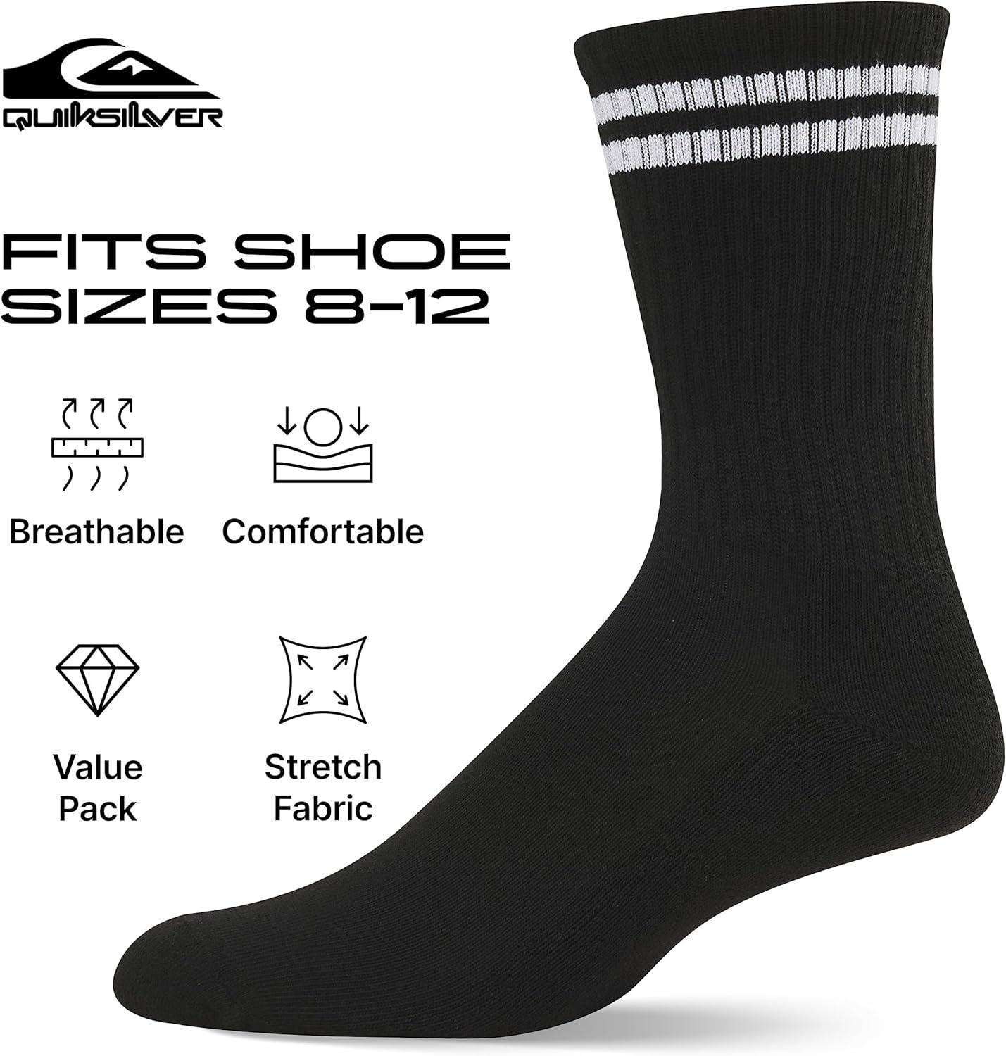 imageQuiksilver Mens Socks 8 Pairs Crew Socks for Men Premium Athletic Shoe Size 812WhtRed whtBlue blkRed blkWht