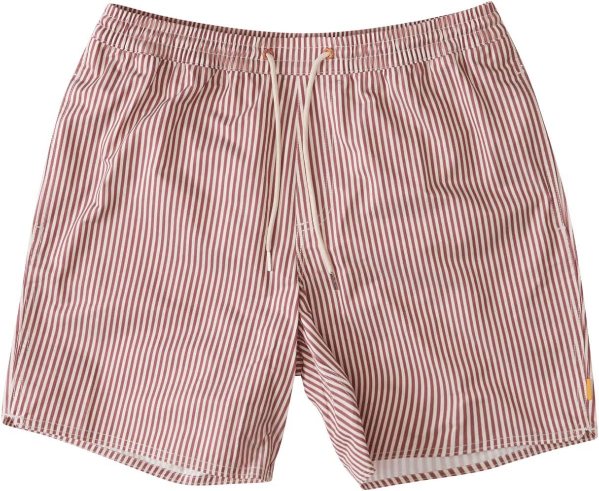 imageQuiksilver Mens Standard Deck Stripe Volley Swim Trunk Bathing SuitBiking Red Deck Stripe