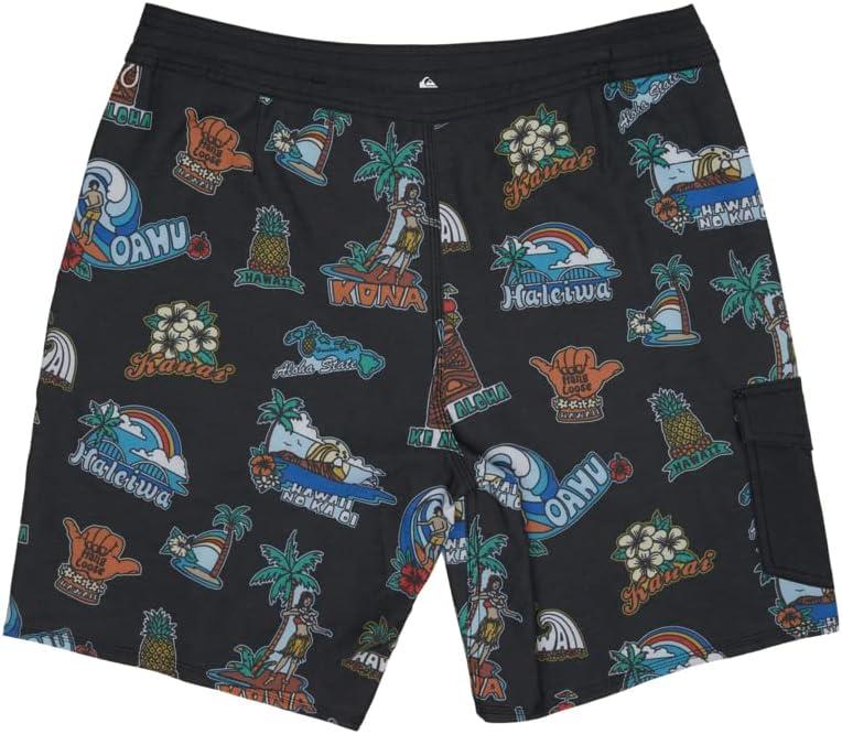 imageQuiksilver Mens Standard Throwback Boardshort Swim TrunkBlack Island Souvenir Boardshort