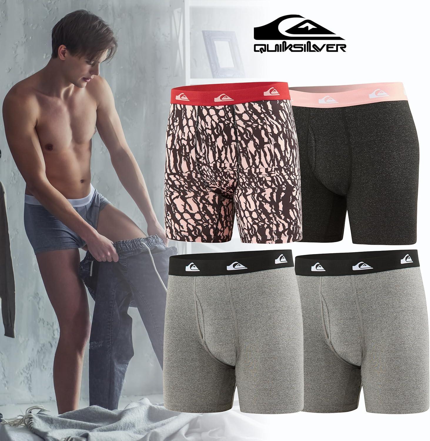 imageQuiksilver Mens Underwear 4 Pack Boxers for Men Supersoft Brushed Polyester Mens Boxer BriefsAssortment 1
