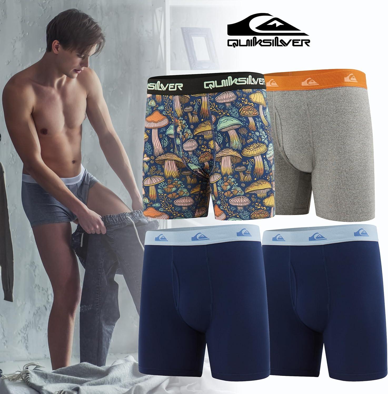 imageQuiksilver Mens Underwear 4 Pack Boxers for Men Supersoft Brushed Polyester Mens Boxer BriefsAssortment 3