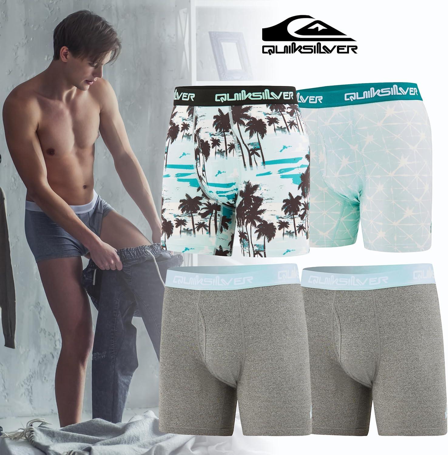 imageQuiksilver Mens Underwear 4 Pack Boxers for Men Supersoft Brushed Polyester Mens Boxer BriefsAssortment 4