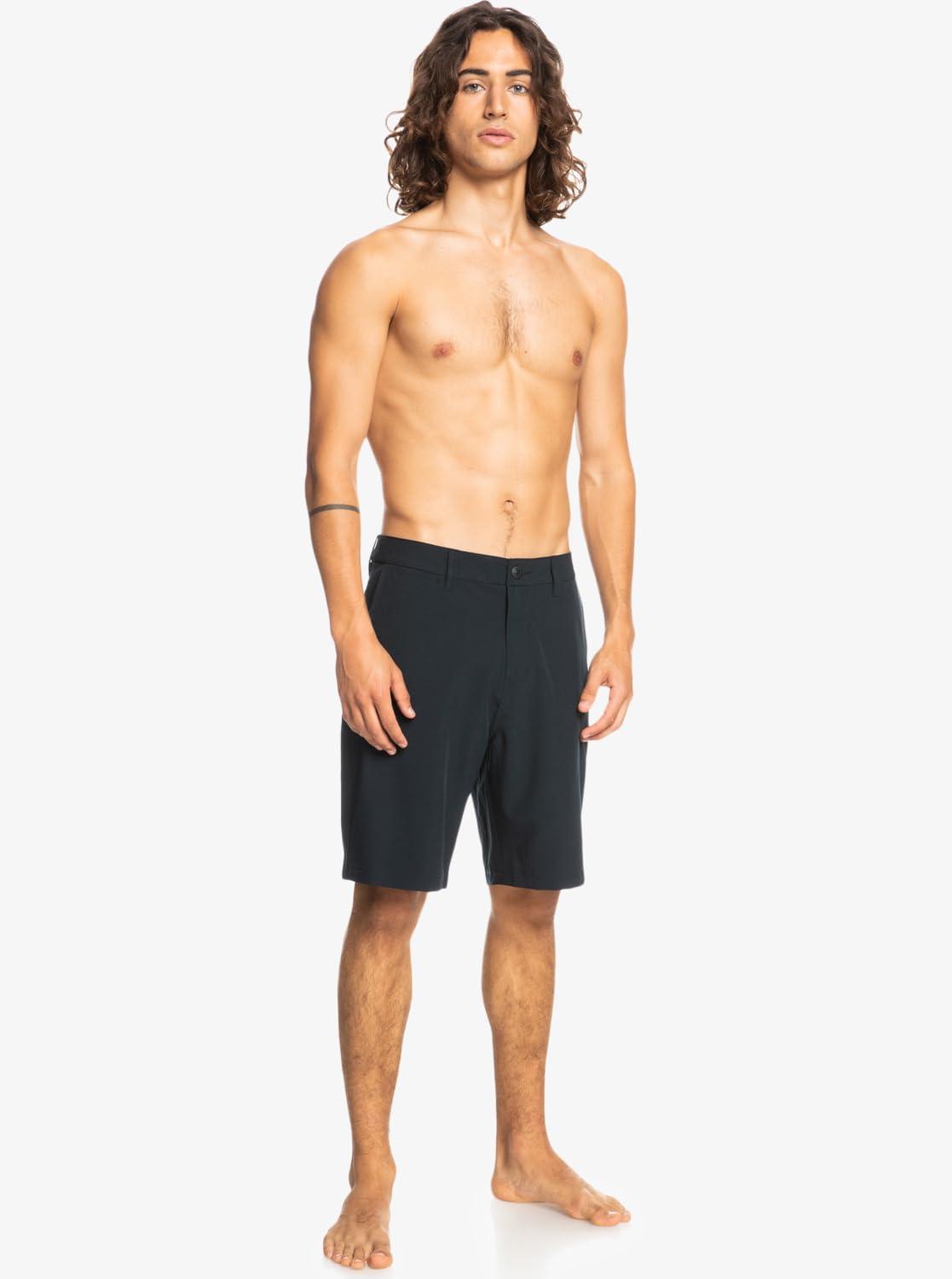 imageQuiksilver Mens Union Amphibian 20 Inch Water Friendly Hybrid Short 2844Black Ocean