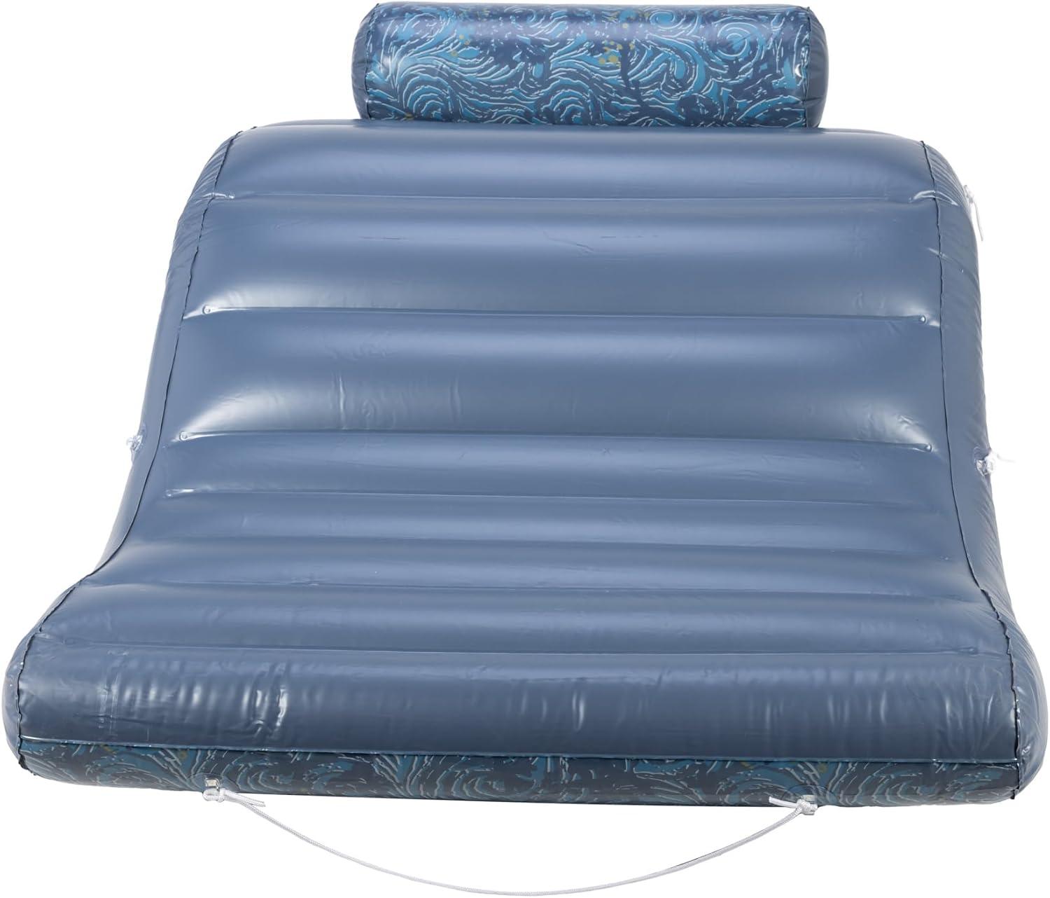 imageQuiksilver Pool Lounger Float Inflatable Lounge Chair with Backrest ampamp Cup Holders Durable ampamp Comfortable Pool Float for Adults Perfect for Pool Lake or BeachOversized Lounger