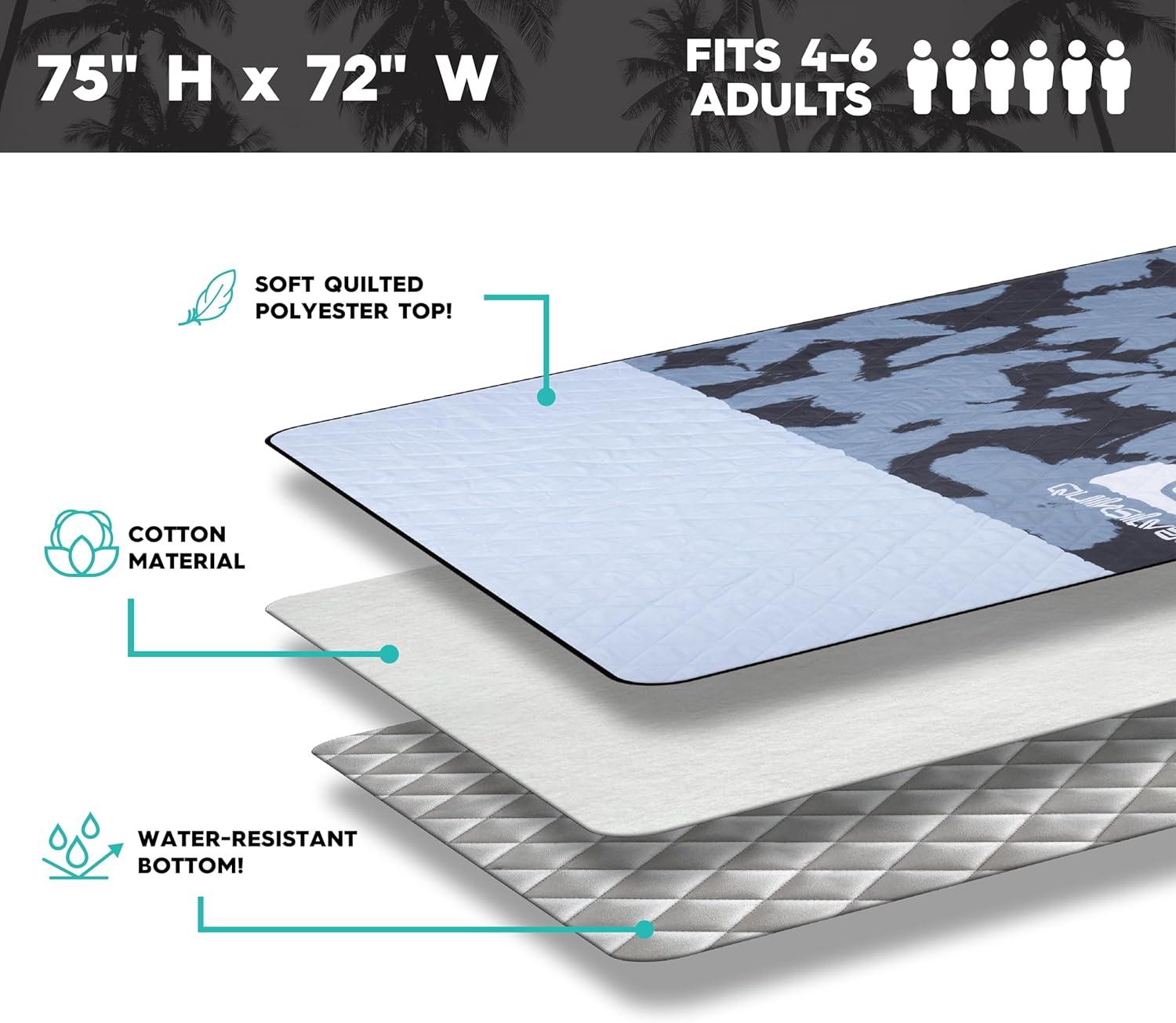 imageQuiksilver SandFree Beach Mat Large WaterResistant Outdoor Picnic Blanket Lightweight Foldable Mat for Beach Camping Park or Travel Fits 46 People QuickDry Durable