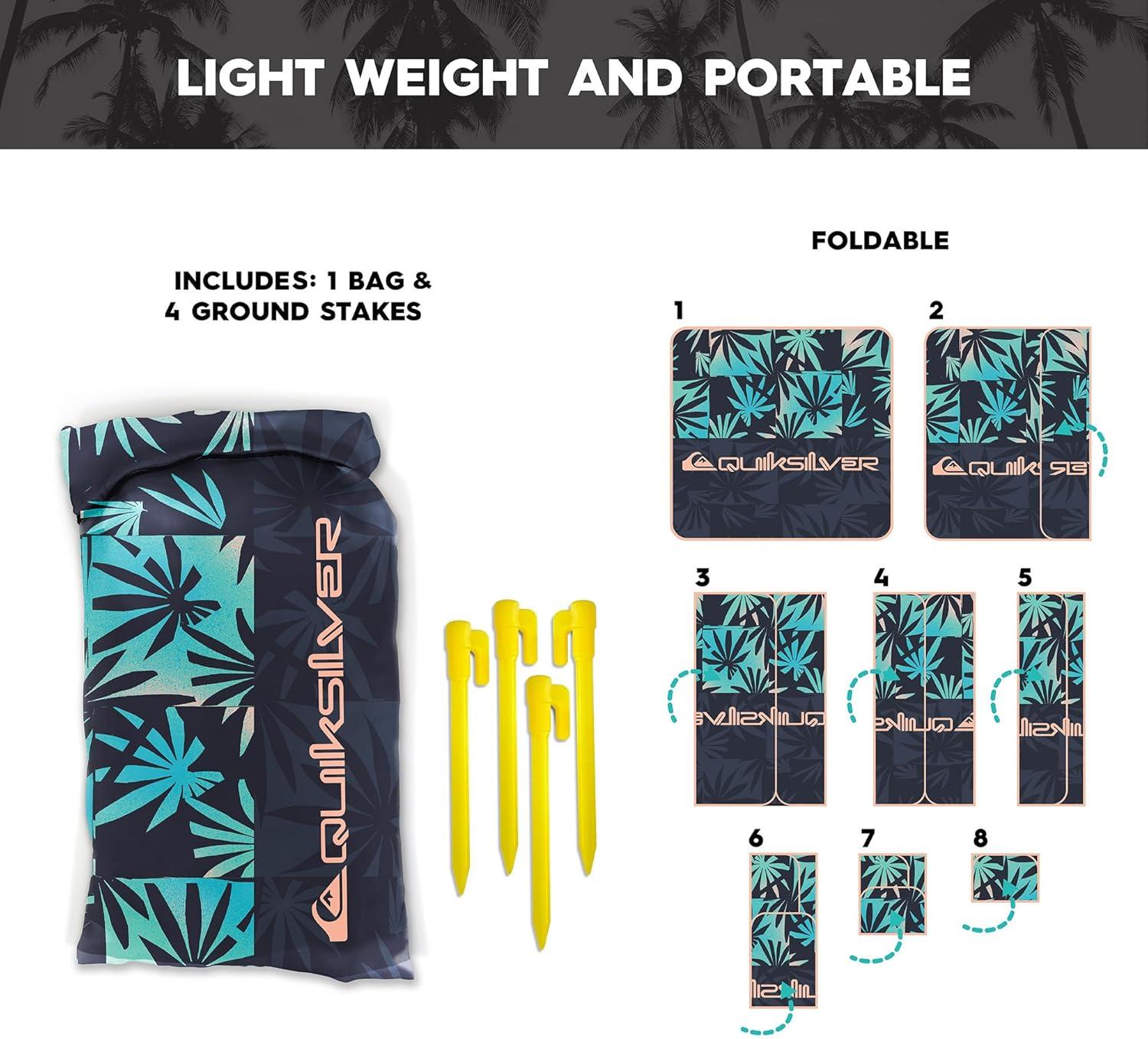 imageQuiksilver SandFree Beach Mat Large Waterproof Outdoor Picnic Blanket Lightweight Foldable Mat for Beach Camping Park or Travel Fits 46 People QuickDry DurableBeach Mat