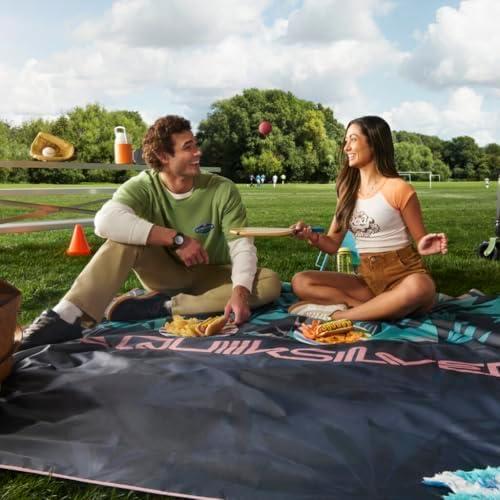 imageQuiksilver SandFree Beach Mat Large Waterproof Outdoor Picnic Blanket Lightweight Foldable Mat for Beach Camping Park or Travel Fits 46 People QuickDry DurableBeach Mat