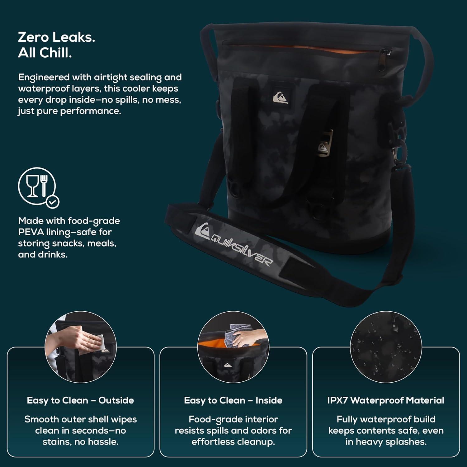 imageQuiksilver Tote Insulated Cooler Bag Large Soft Cooler with IPX7 Waterproof Zipper Leakproof Tote Cooler Bags Insulated for Travel Grocery Beach Picnic Outdoor UseTieDye