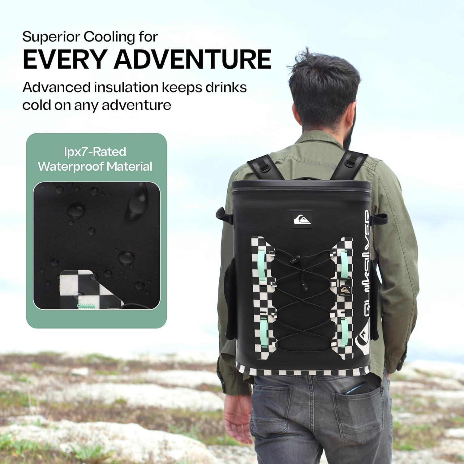imageQuiksilver Welded Bungee Backpack Cooler 30L36 Cans 4872 Hours Insulation Leakproof ampamp Waterproof IPX7 Rated HeavyDuty 600D TPU Adjustable Straps Tactical Rings ampamp Mesh PocketsCheckered