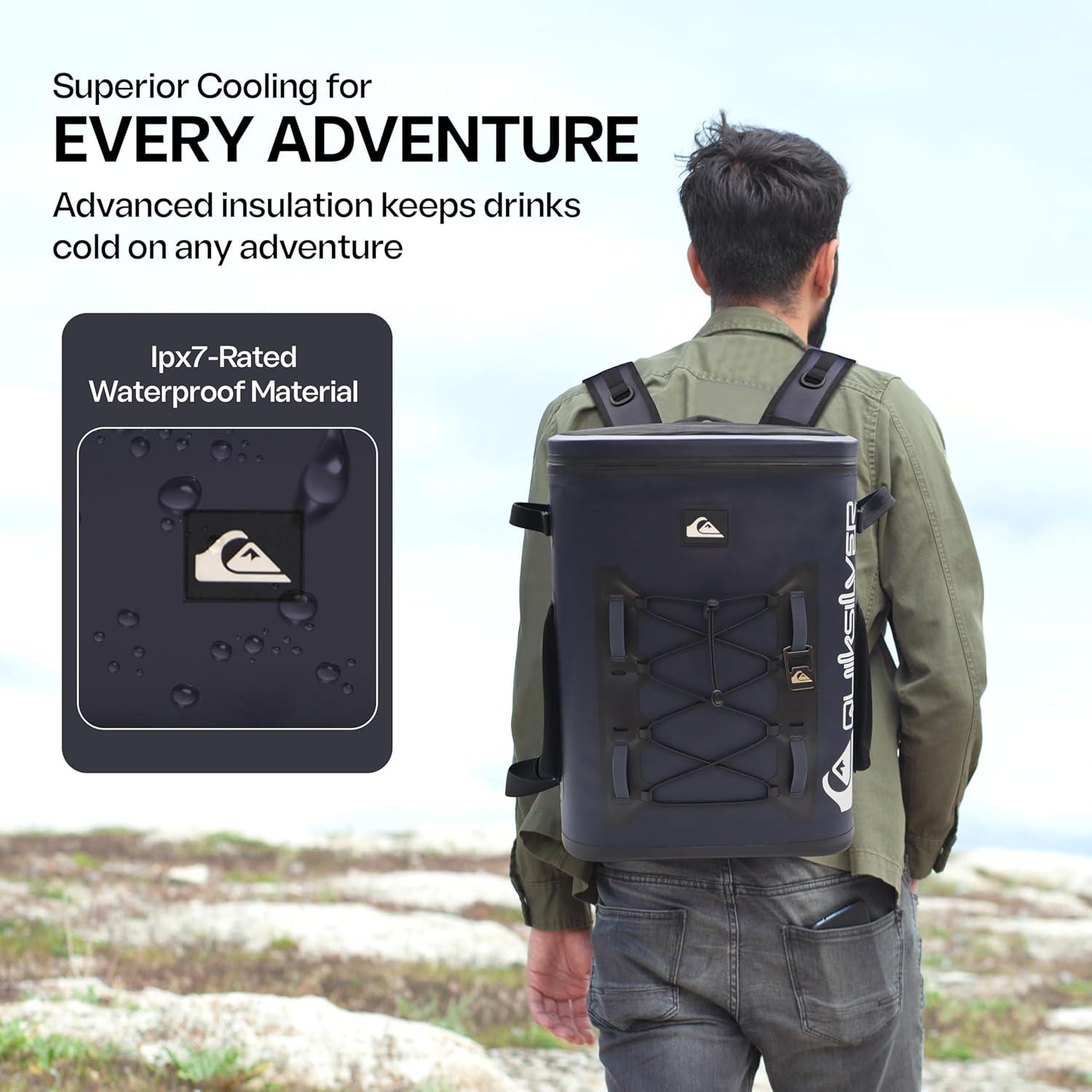 imageQuiksilver Welded Bungee Backpack Cooler 30L36 Cans 4872 Hours Insulation Leakproof ampamp Waterproof IPX7 Rated HeavyDuty 600D TPU Adjustable Straps Tactical Rings ampamp Mesh PocketsDark Navy