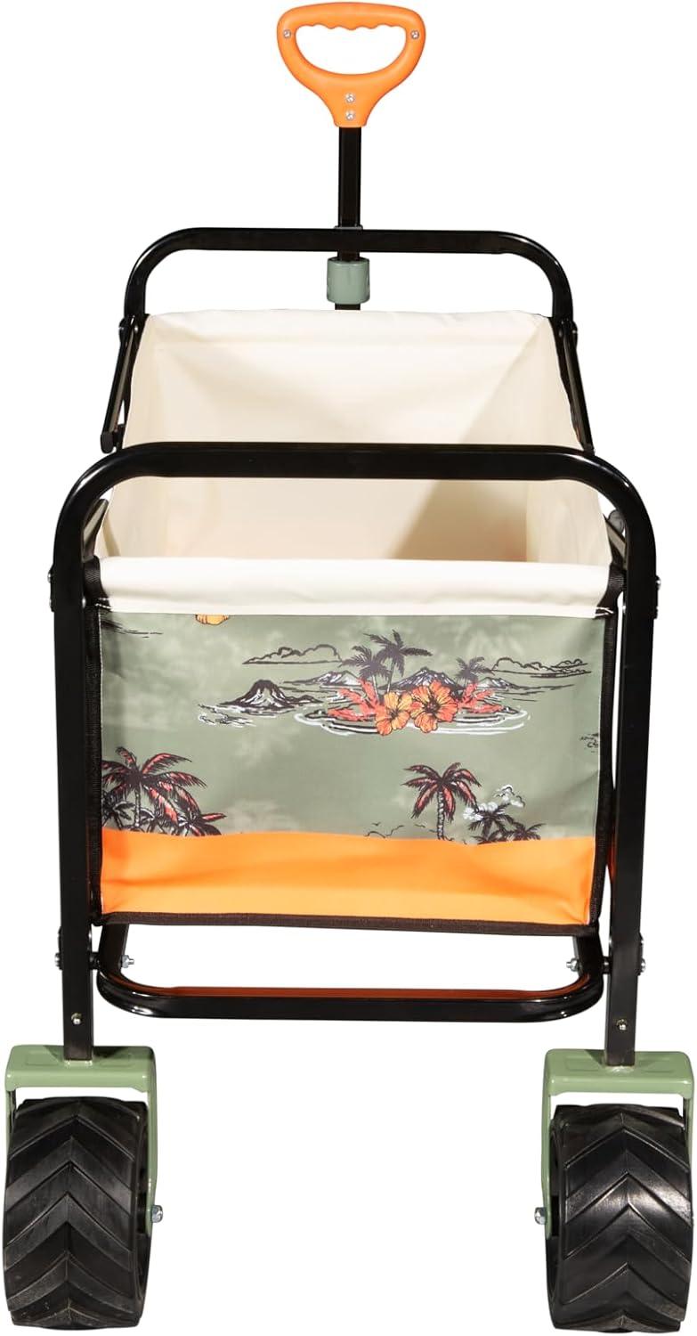 imageROXY Folding Beach Wagon Cart HeavyDuty Collapsible Utility Wagon with AllTerrain Wheels Large Storage Capacity and Adjustable Handle Ideal for Beach Camping and Outdoor AdventuresHeavy Duty Wagon