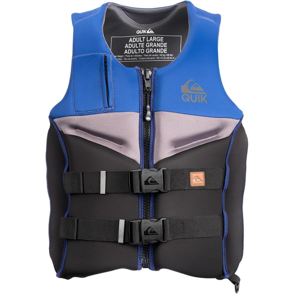 imageQUIKSILVER Mens Life Vest USCG and Transport Canada Approved Type III PFD Evoprene Personal Flotation Device Level 70 Buoyancy Aid for Boating Kayaking Rafting SurfingLarge