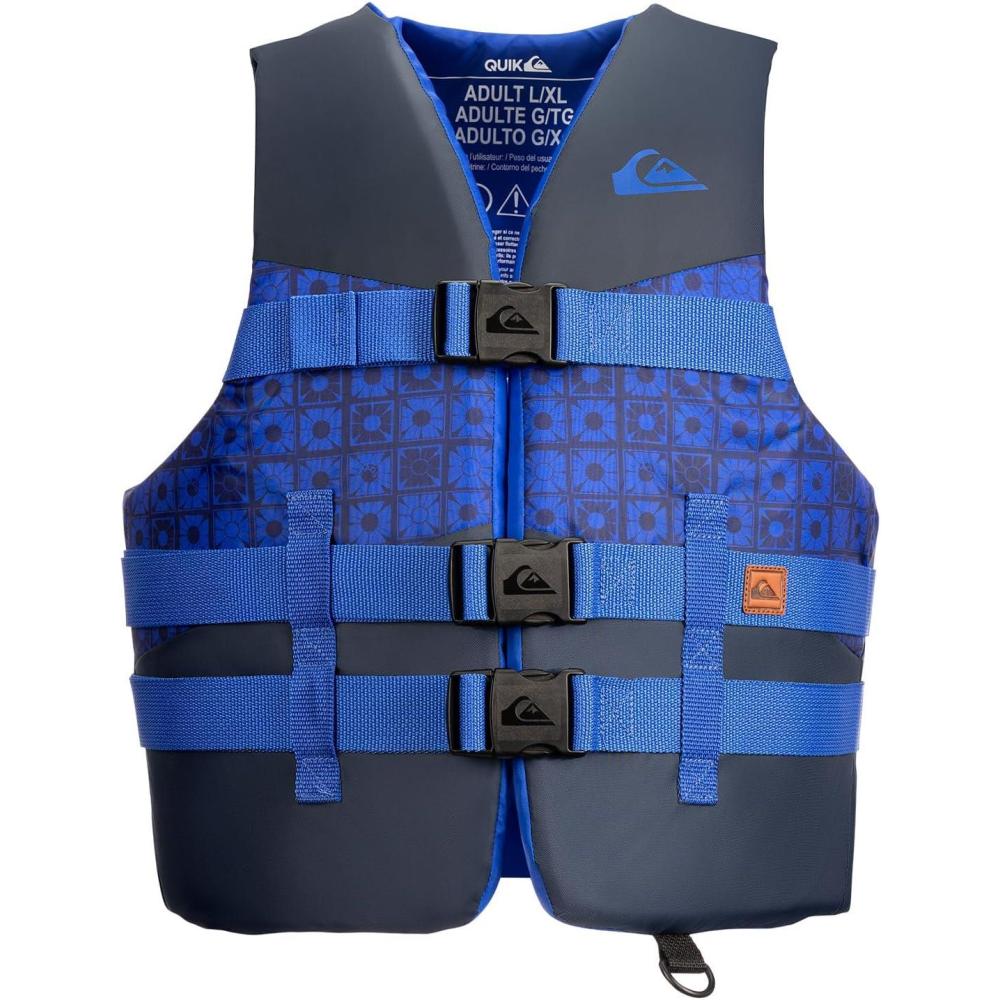 imageQUIKSILVER USCG Approved Mens Life Vest Type III PFD Lightweight EPE Foam Life Jackets with QuickRelease Buckles and Drain Holes for Fishing Boating and Kayaking WatersportsBlue