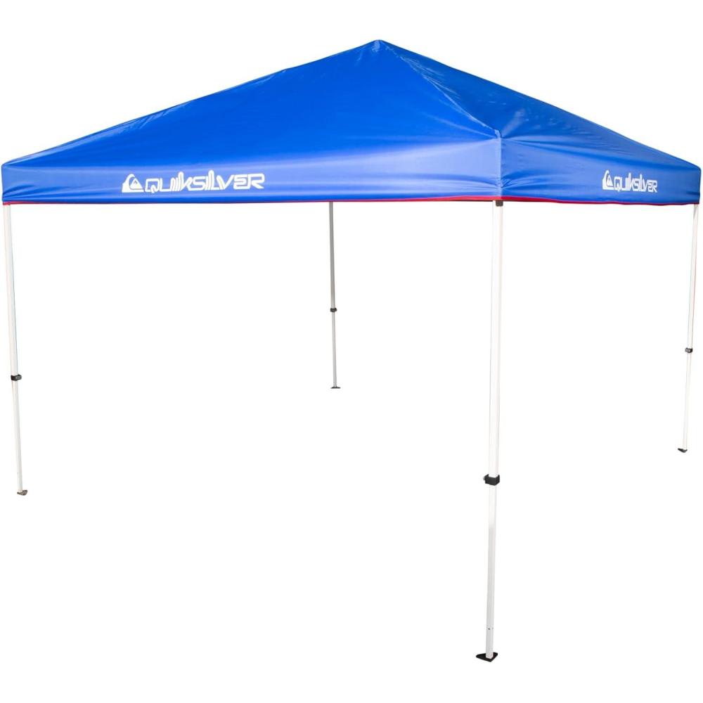 imageQuiksilver 10x10 Pop Up Canopy UPF 50 Outdoor Beach Tent with OnePush Setup Portable Shade Shelter for Beach Tailgate Festivals Camping WaterResistant Folding Gazebo with Wheeled BagSolid Blue