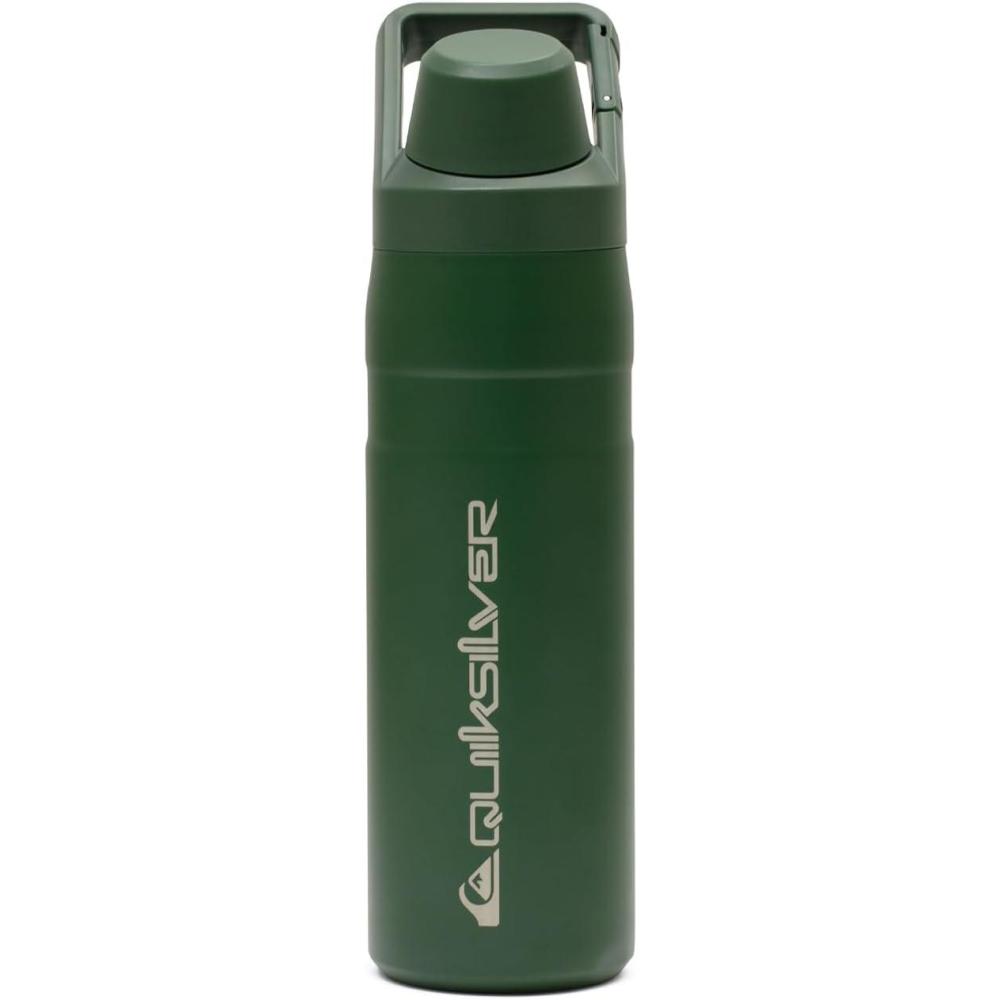 imageQuiksilver 24oz Stainless Steel Water Bottle Wide Mouth Insulated Tumbler with Carabiner Hook 188 Steel 24hr Cold BPA Free Reusable Bottle for Men Women Elmwood 24ozGreen