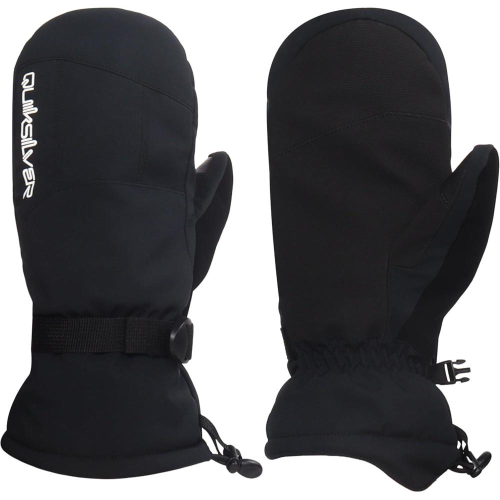 imageQuiksilver Boys Mission Mittens Waterproof ampamp Insulated Adjustable Cuff Nose ampamp Goggles WipeBlack