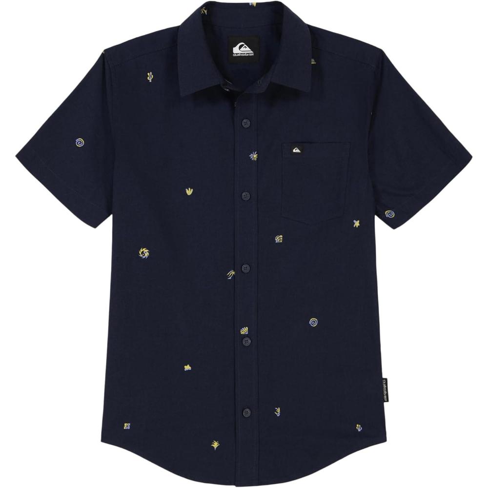 imageQuiksilver Boys Short Sleeve Classic Woven Shirt Button Down Top Stylish ampamp ComfortableNavy Apero