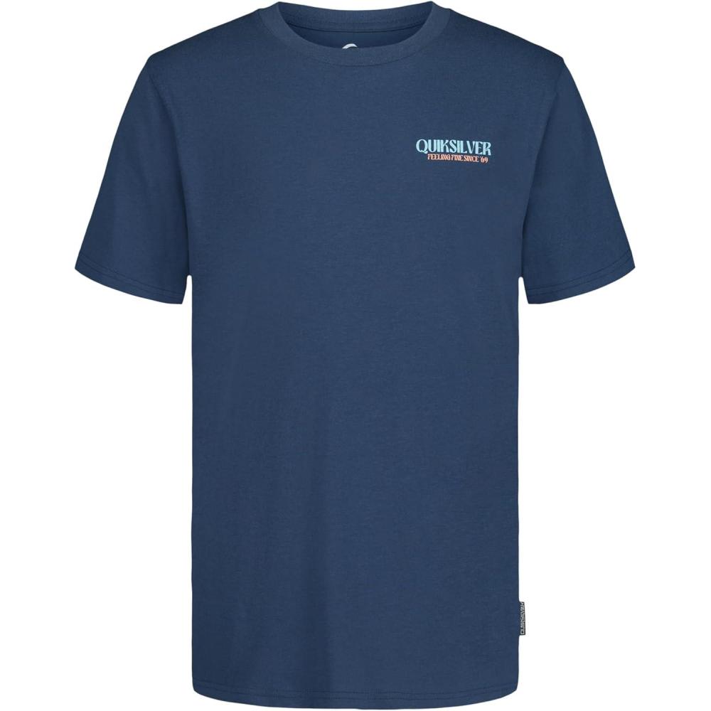 imageQuiksilver Boys Short Sleeve Logo Graphic TShirt Soft ampamp Comfortable Regular FitDenim Flow