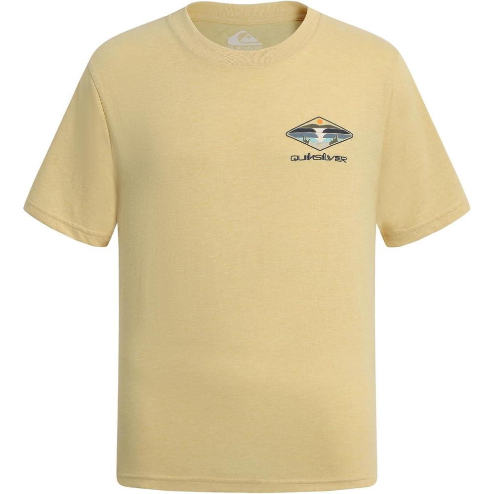 imageQuiksilver Boys Short Sleeve Logo Graphic TShirt Soft ampamp Comfortable Regular FitWheat Heather Peak