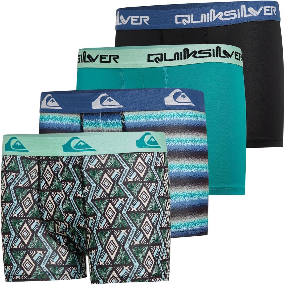 imageQuiksilver Boys Underwear 4 Pack Boxer Briefs for Boys 618 Durable Stretch Breathable Moisture WickingGreen  Black  Green Stripe  Green Asst