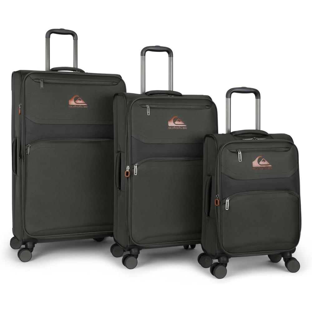 imageQuiksilver Buxton Suitcases Softside Expandable Luggage with Spinner Wheels Large 3Piece Set 202630 GreenCharcoal