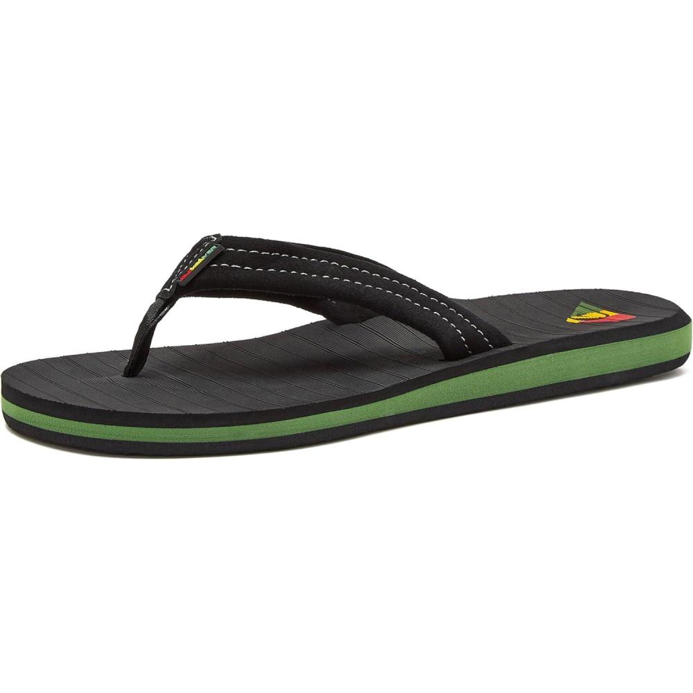 imageQuiksilver Carver Suede Flip Flops for Men Arch Support Athletic Mens Sandals Size 6 to 16 Thong Mens SlidesBlackYellowRed