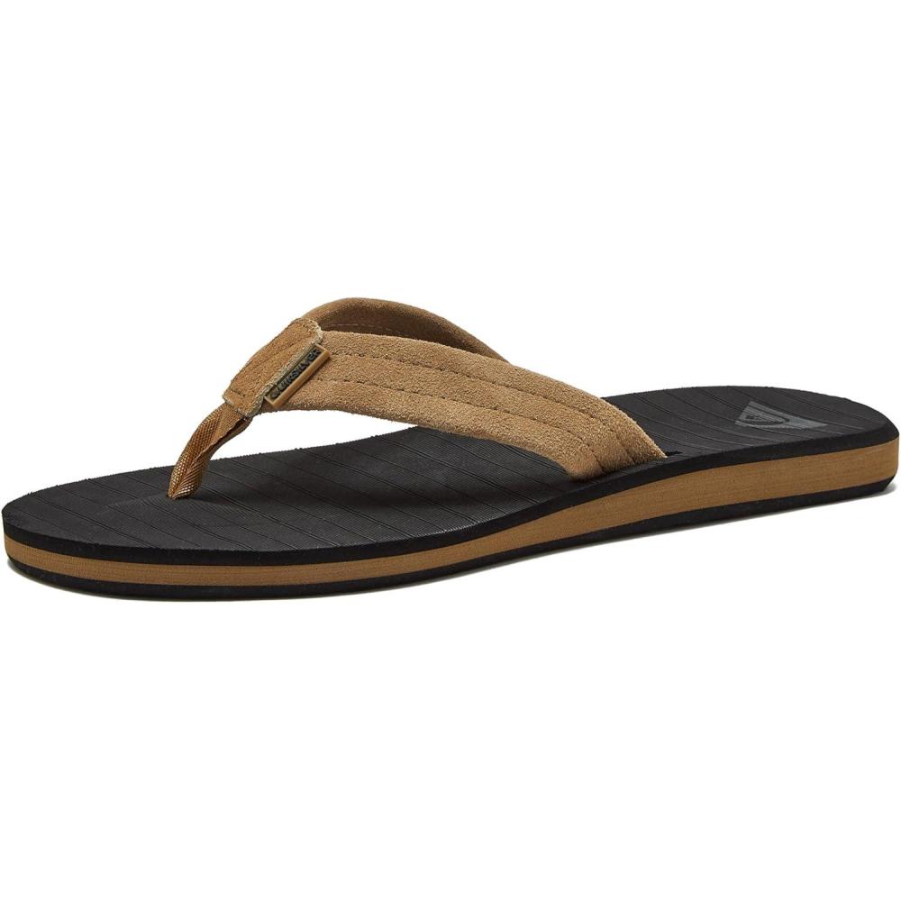 imageQuiksilver Carver Suede Flip Flops for Men Arch Support Athletic Mens Sandals Size 6 to 16 Thong Mens SlidesBrownBlackBrown