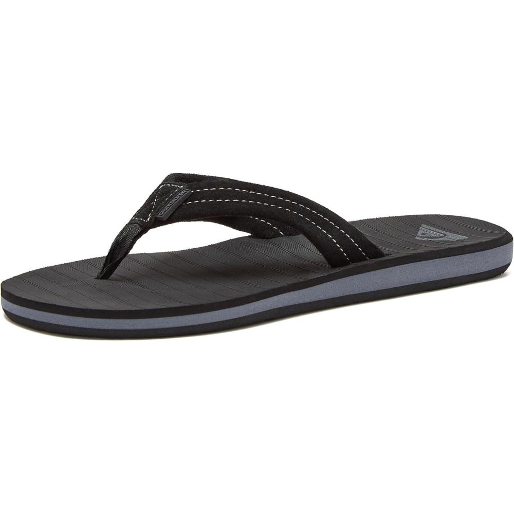 imageQuiksilver Carver Suede Flip Flops for Men Arch Support Athletic Mens Sandals Size 6 to 16 Thong Mens SlidesSolid Black