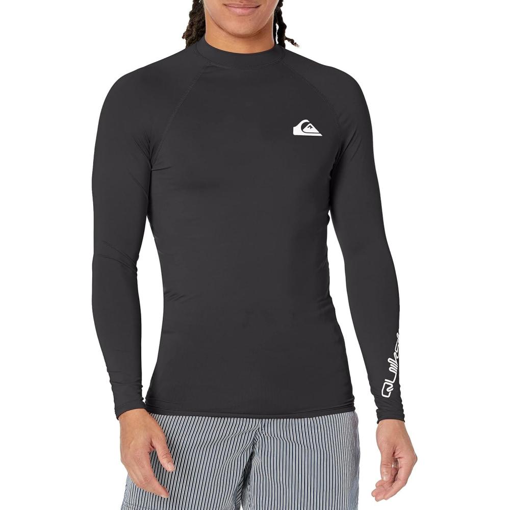 imageQuiksilver Mens All Time Long Sleeve UPF 50 RashguardBlack Left Chest